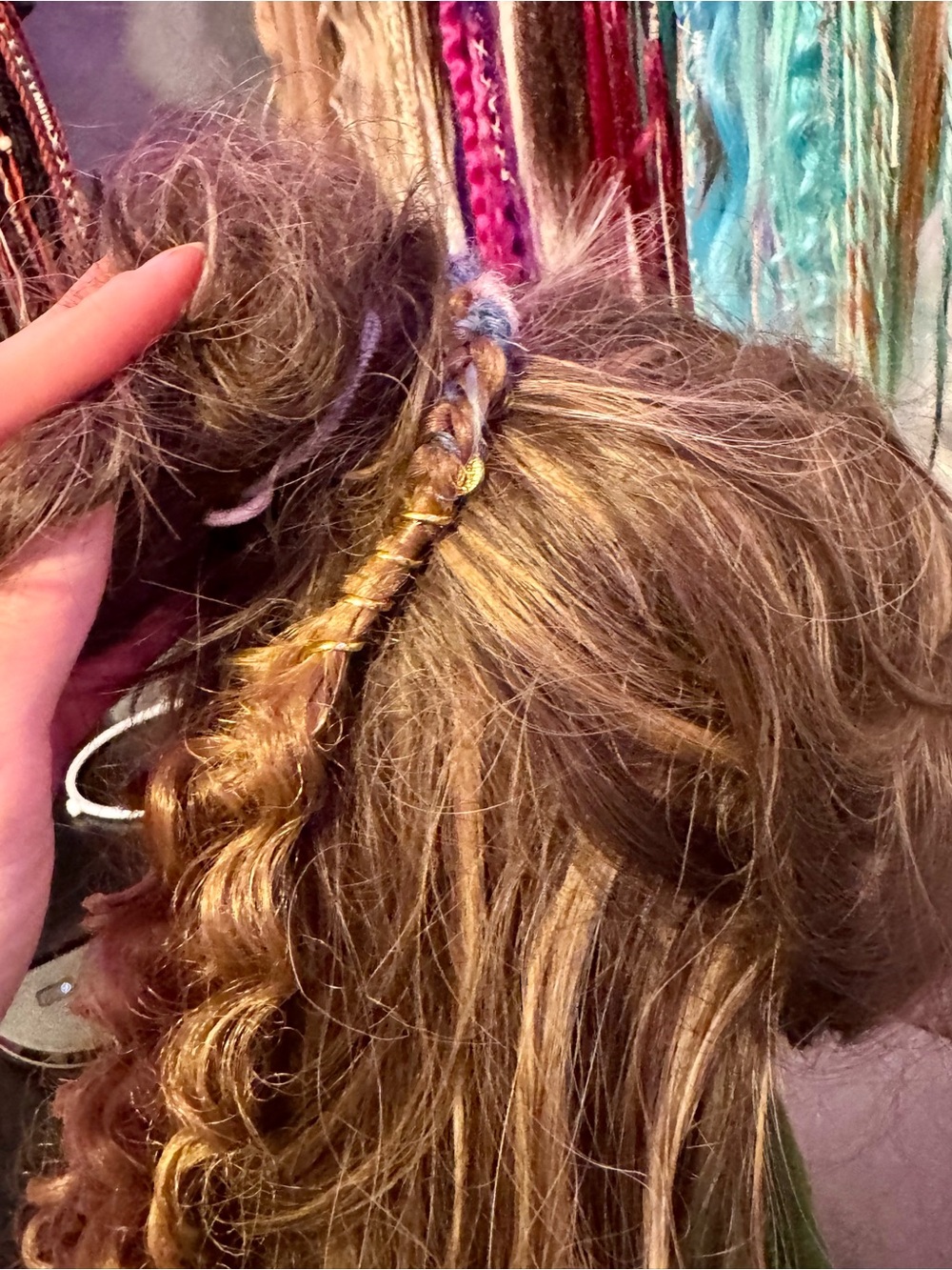 Colorful Braided Hair Extension Accent - Pink & Purple Blend - Picture 5 of 12